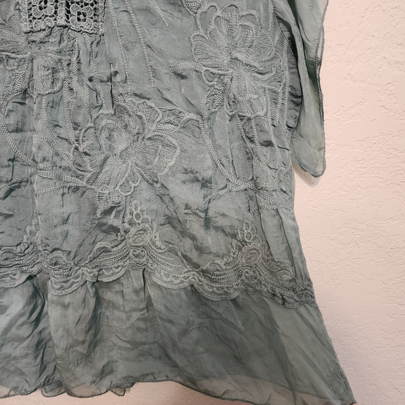 M MADE IN ITALY Silk Blend Blouse Flowy Floral XL - Picture 3 of 7